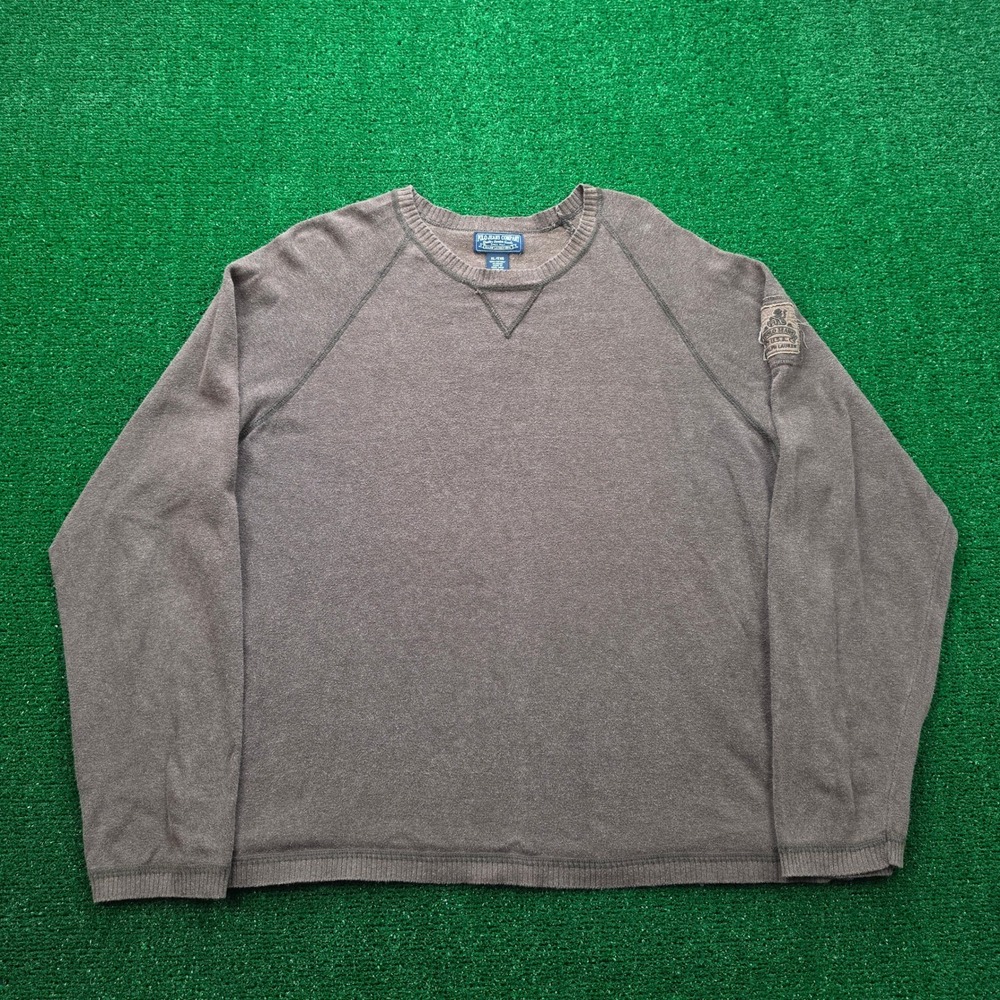 Vintage Polo Jeans Co Ralph Lauren Raglan Knit Sweater Mens XL Brown Pullover
